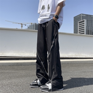 休闲裤男士韩版潮流高街帅裤脚拉链开衩2024秋冬ins长裤K5781-P46