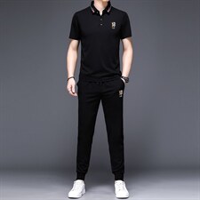 中年运动套装男2023夏季薄款短袖冰丝宽松休闲时尚百搭男装，男装休闲套装，电商B212（原钱塘6029）