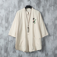 男士衬衫五分袖衬衣中袖印花立领唐装风XZ1512-241306-P35，男装衬衫，星座1512
