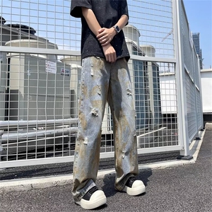 磨洗做旧dirtyfit牛仔裤男宽松垂感拖地复古裤子废土风 NTG36图片