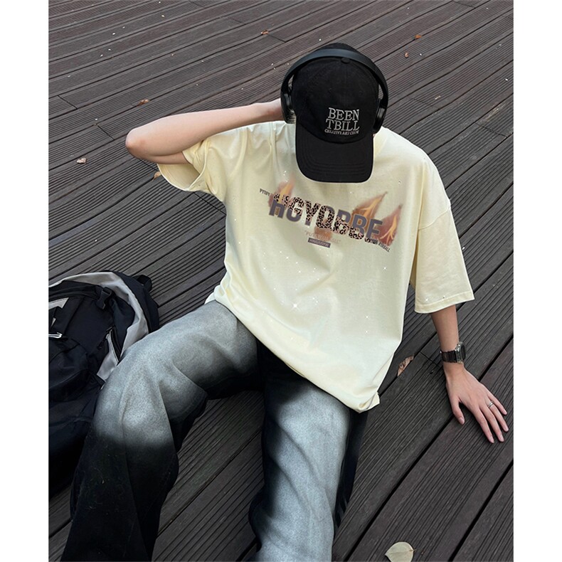 量大优供抖音视频支持得物配合二开美式满天星亮片短袖T恤MTX526,男装T恤,电商A486