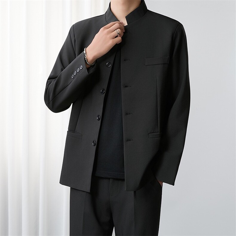 新中式中山装纽扣西服痞帅春秋休闲风西装外套W6901-P58,男装西服套装,星座412-3