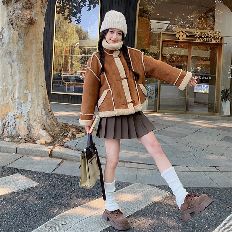 新款现货主推皮毛一体外套9896-P185-K268,女装短外套,2C129