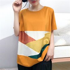 潮流舒适时尚T恤短袖2021年夏季圆领宽松个性气质，女装T恤，深水步