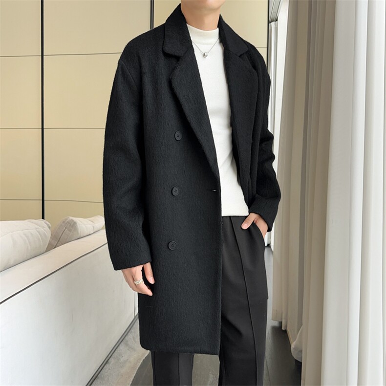 2025新秋款粗纺防羊绒毛呢大衣英伦风衣外套DSA157B-J2566-P115,男装风衣,电商A157B
