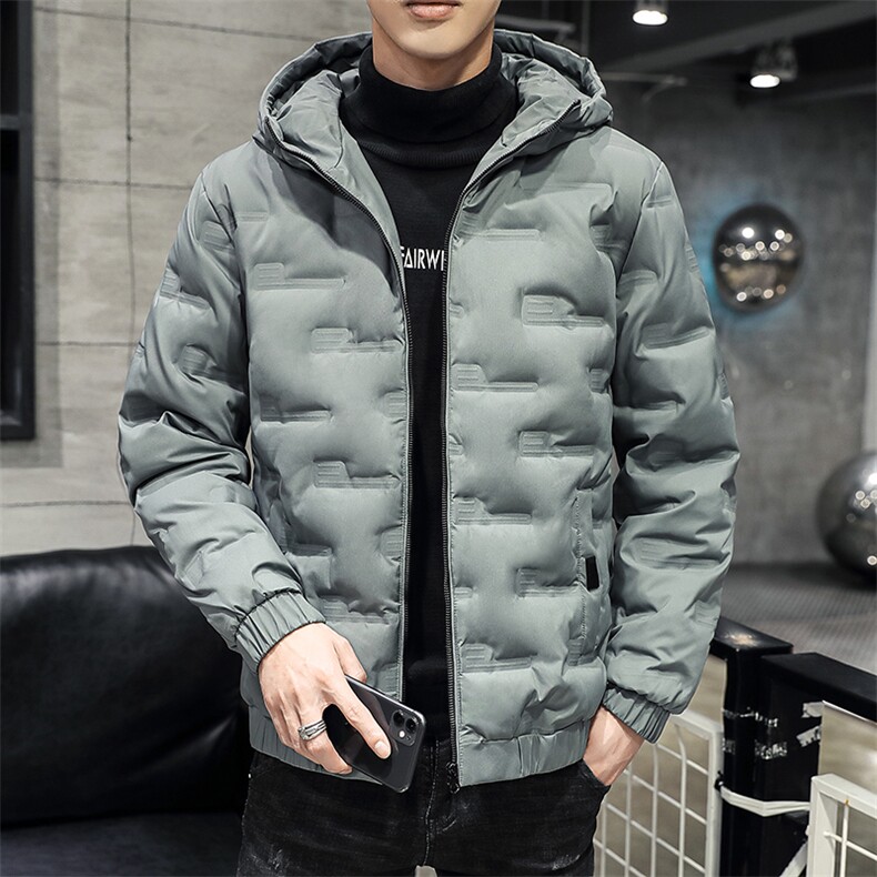 现货足主推短款连帽压花轻薄学生夹克羽绒服面包服班服团体服,男装羽绒服,星座301D-5(原星座1415）