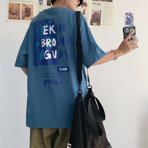 1港风圆领大码M-5XL运动日系原宿宽松潮短袖T恤男7006特P18控39图片