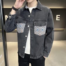 2025秋冬新款店主风水洗牛仔夹克休闲宽松翻领外套男A16-P95，男装夹克，电商A413