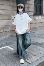 小众拉链设计感重磅美式街头宽松短袖T恤男女情高街嘻哈半袖，男装T恤，星座505-2（原电商A260-1)