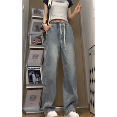 牛仔裤男直筒宽松大码抽绳美式裤子长裤K8483-P48【特价】，男装牛仔裤，电商A007