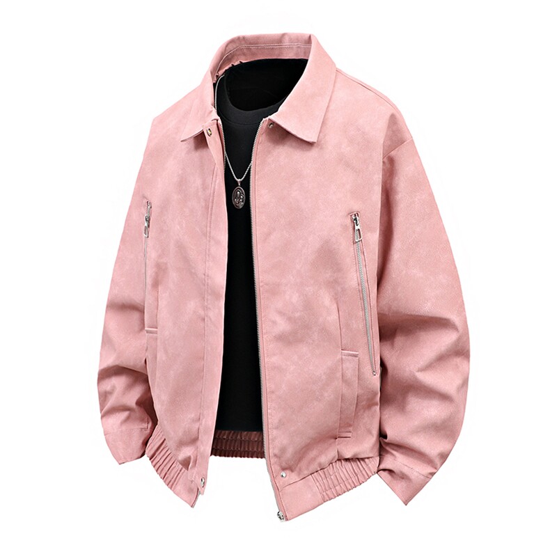 特批65复古港风皮衣夹克外套痞帅拉链小众皮外套翻领皮衣PY2483，男装皮衣，电商A128