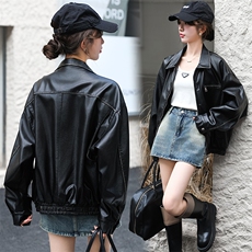 现货高品质定制款2024秋冬秋新款时尚休闲百搭气质皮衣夹克外套女，女装皮衣，潮流依族