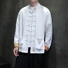 新中式新品（白财神）风潮休闲盘扣丝绸改良唐装外套C3460，男装民族服装，星座305A（原312A-1）
