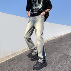 流行慵懒时尚都市长裤原宿简约文艺ins男日常新款N1080P40，男装牛仔裤，星座1116-2