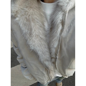 现货高品质美式高街冬季重磅硬挺短款座山雕毛领棉衣男女加厚外套图片