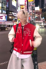 美式拼接撞色珍珠钉珠棒球服休闲夹克外套JK7966特P75，男装夹克，星座908-1