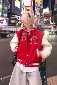 美式拼接撞色珍珠钉珠棒球服休闲夹克外套 JK7966 特P75图片