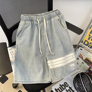 夏季牛仔短裤时尚休闲宽松青年纯色条纹DK38 p38图片