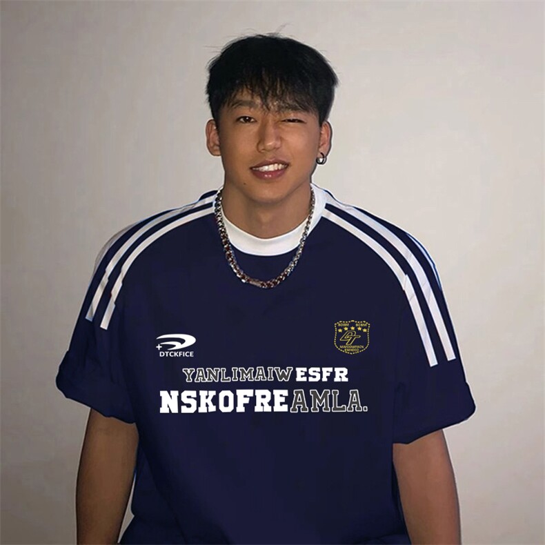 夏季美式高街重磅纯棉三条杠织带撞色男女短袖T恤ZD395-特P30,男装T恤,电商A486