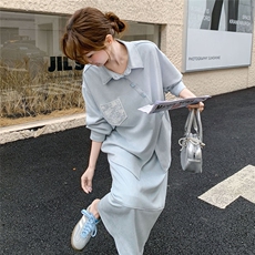 设计感不规则长袖衬衫半身裙套装女2025春季新款韩系慵懒风两件套，女装套装/套裙，2C272