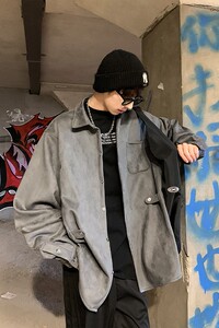春秋衬衫小众夹克麂皮绒外套港风大码上衣潮1016-1 CS70 P68 K89图片