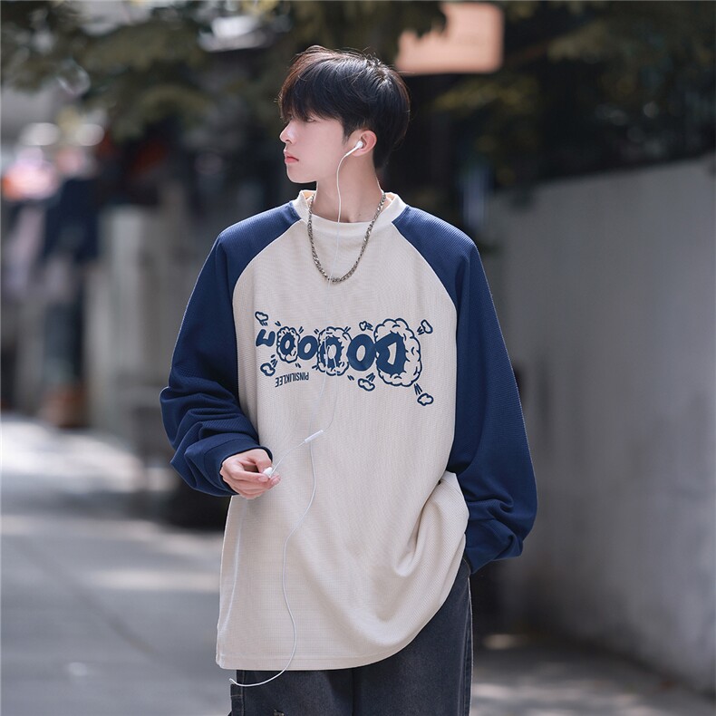 2025秋新款创意字母印花青少年学院插肩袖卫衣WY825/P48控68,男装卫衣,电商A148