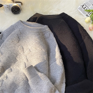 68269-P65毛衣提花潮牌宽松情侣休闲百搭风针织衫秋冬外套,穿衣搭配书籍下载图片