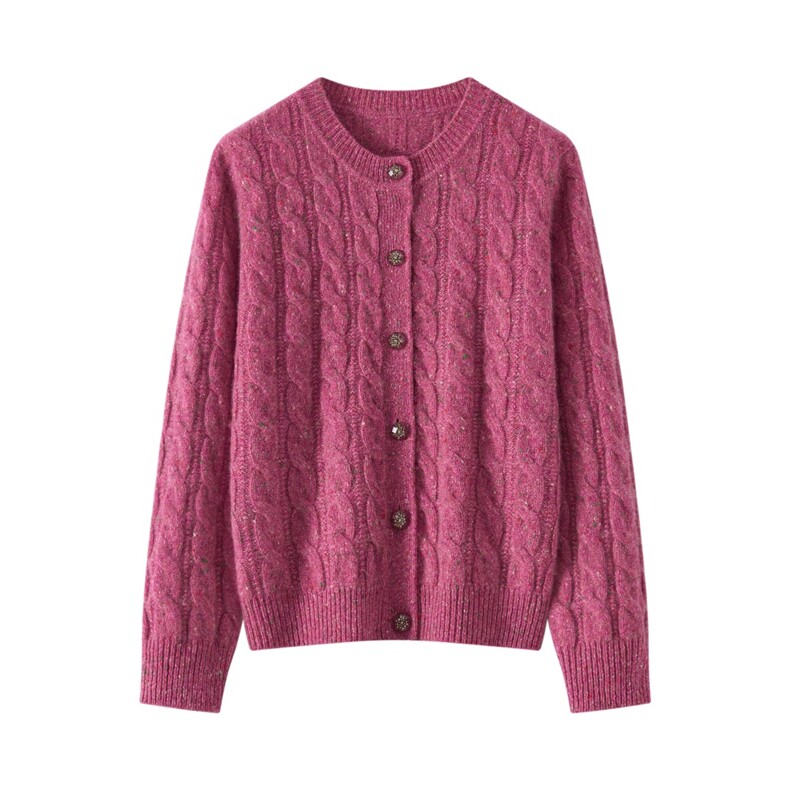 2025年秋季圆领时尚百搭通勤简约休闲开衫，女装羊绒衫，泓仟羊绒