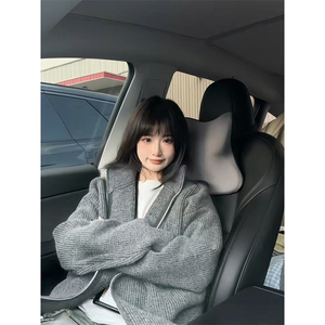 重磅秋冬北极绒双拉链毛衣开衫美式复古休闲慵懒风宽松针织衫外套图片