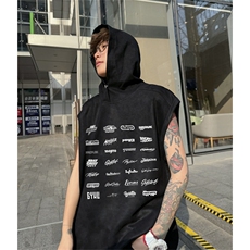 麂皮绒连帽背心坎肩男T恤美式港风JLB419-P30控48，男装背心/马甲，电商B370