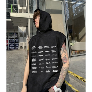 麂皮绒连帽背心坎肩男T恤美式港风JLB419-P30控48图片