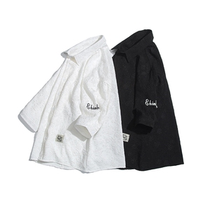 白底花型长袖衬衫男大码M-5XL情侣衬衫男长袖衬衣男CCS8734P45控图片
