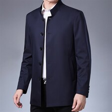 BH8207钱塘2020-2中老年男士中山领商务休闲夹克中长款外套P125，男装夹克，钱塘207-2