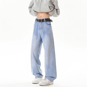 B221美式ins高街暗黑重工艺宽松直筒牛仔裤LK24425-特P38控68,高街感穿搭男生店铺图片