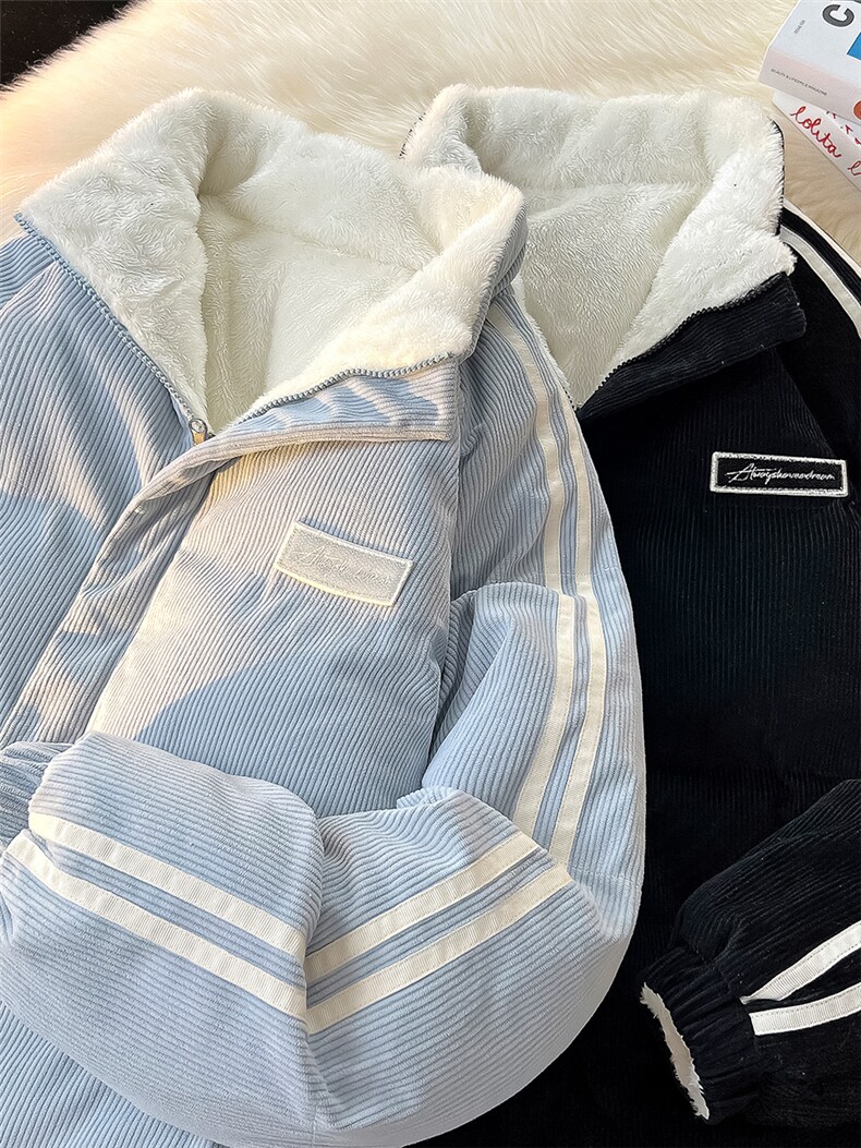 2025新款两面穿加厚棉服冬季灯芯绒情侣立领棉衣CM98852-P90特,男装棉衣,星座815A