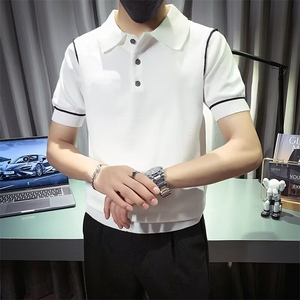 冰丝针织短袖男夏季翻领T恤新款男士夏装上衣POLO衫 M870图片