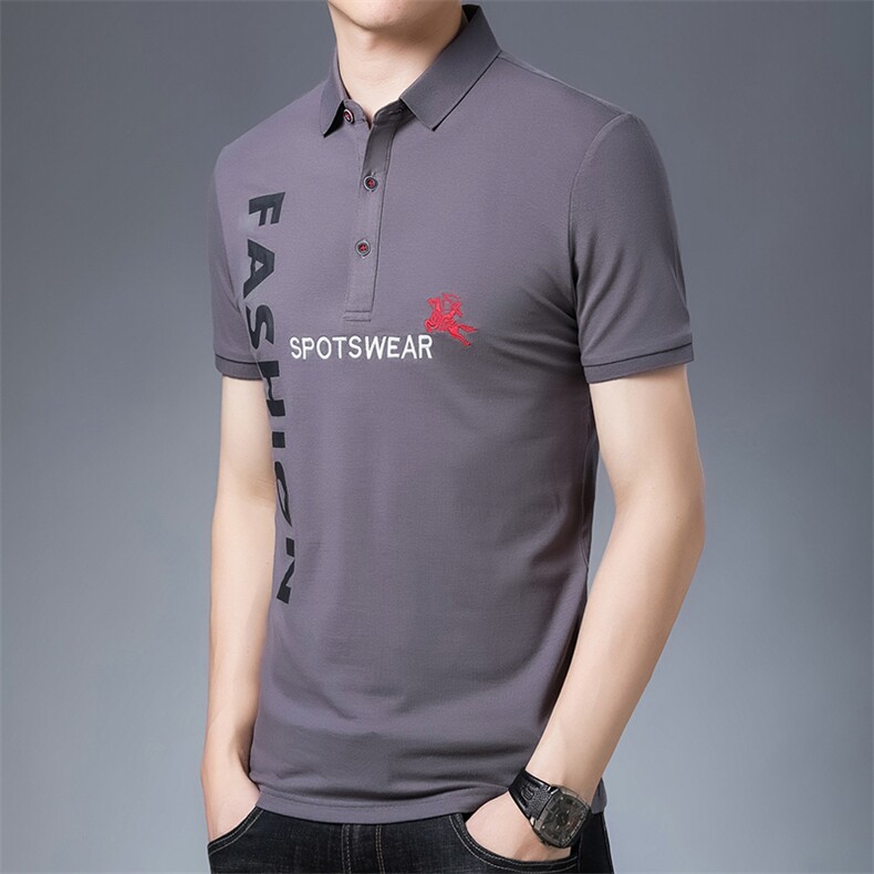保罗polo衫男2023夏季新款潮流刺绣翻领上衣宽松黑色商务体图片