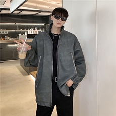 1美式复古做旧双拉链大口袋PU皮大码M-5XL夹克男JK77777P95控128，男装夹克，星座226-2