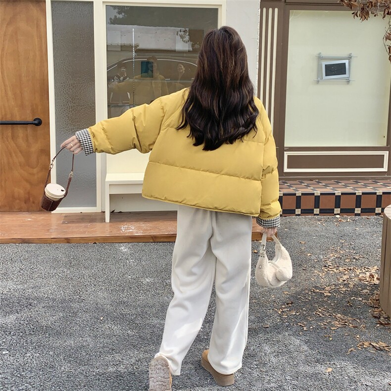 新款主推袖子拼格子50绒4色羽绒服2667-P235-K358,女装短外套,2C129