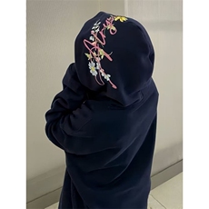 5300-P55美式高街潮重磅刺绣花卉情侣连帽卫衣薄款/加绒，女装卫衣/绒衫，星座617A-2