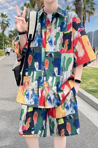夏季海边沙滩男女同款休闲套装潮牌宽松大码XZ102B-1-TZ2566P55图片