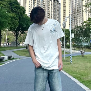 万针全刺绣解构设计260克重磅双纱纯棉高品质美式高街短袖T恤特35图片