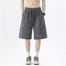 深度库存刺绣弯刀短裤染裤子P35控68，男装牛仔裤，电商D205