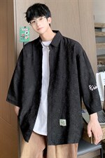 1港风花型七分袖衬衫男大码M-5XL风情侣衬衫男QCS7023P45控68，男装衬衫，星座226-2