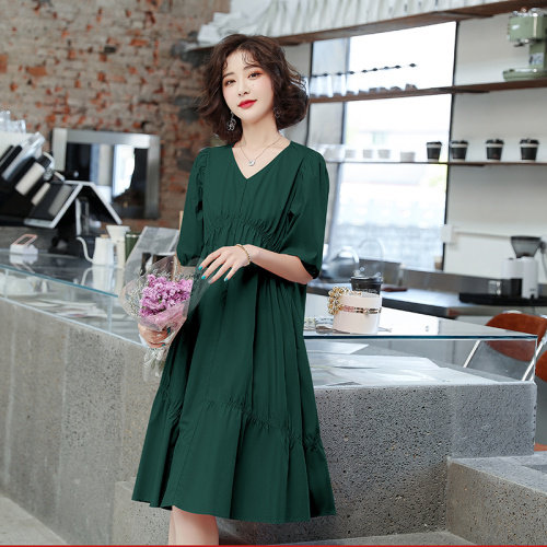 泡泡袖连衣裙女夏2024年新款法式长裙宽松显瘦裙子宽松，女装连衣裙，梦懿尔