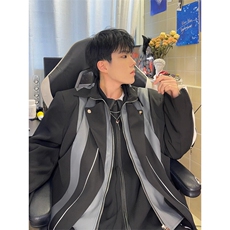 高级感解构层次拼接撞色设计感夹克上衣机车服外套JK3609特P82，男装夹克，星座908-1