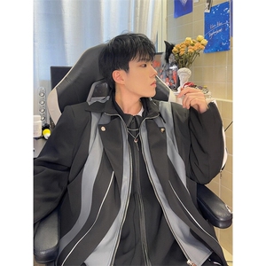 高级感解构层次拼接撞色设计感夹克上衣机车服外套 JK3609 特P82图片