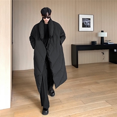 港风行走的大棉被设计棉衣男过膝中长款棉衣男ZC77110P135控198，男装棉衣，星座227-7