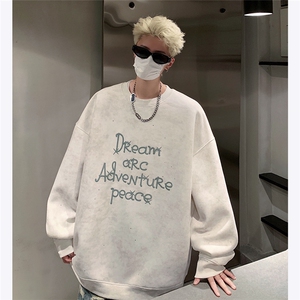 主推420克水洗做旧脏洗满天星圆领套头发泡卫衣男秋季外套P68