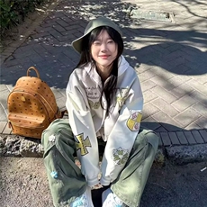 文艺简约日系气质新款流行ins百搭慵懒刺绣双层棒球服时尚潮流，男装夹克，星座506A
